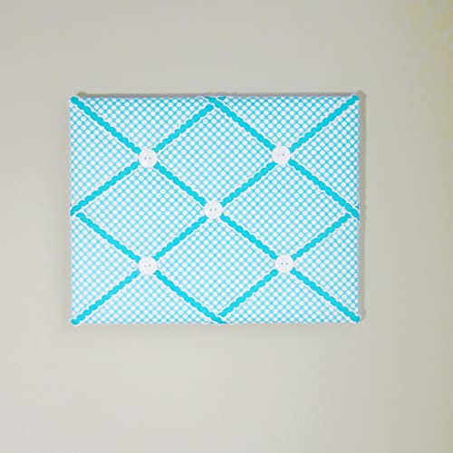11x14 Turquoise White Polka Dot French Memory Board Bow Organizer