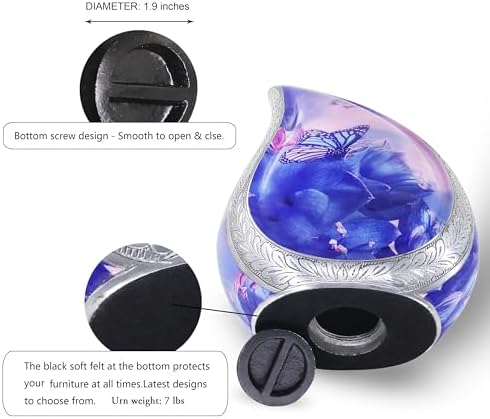 M MEILINXU Blue Butterflies Cremation Urn for Human Ashes