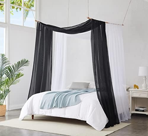Warm Home Designs 12 Feet Long Sheer Black Window Scarf