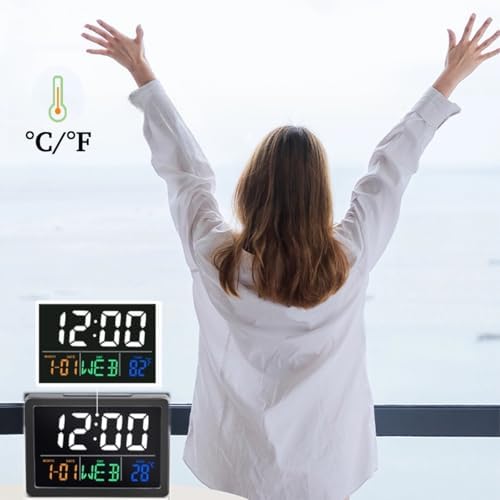 WQV Digital Alarm Clock with Calendar and Temperature Display