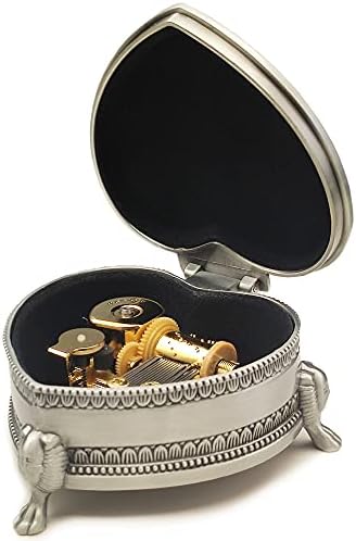 Emboss Alloy Metal Music Box With Golden Movement