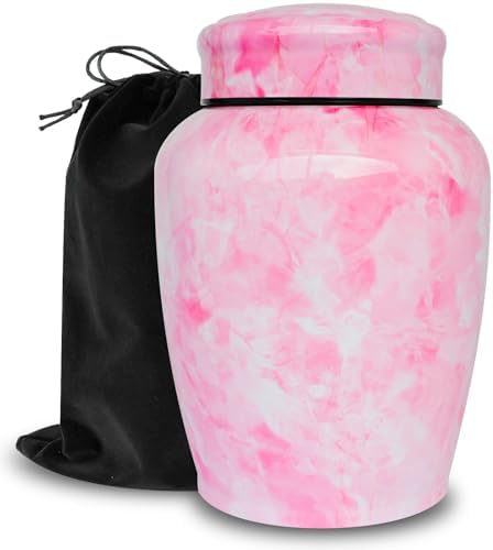 Pink Flower Marble Decorative Urn for Ashes
