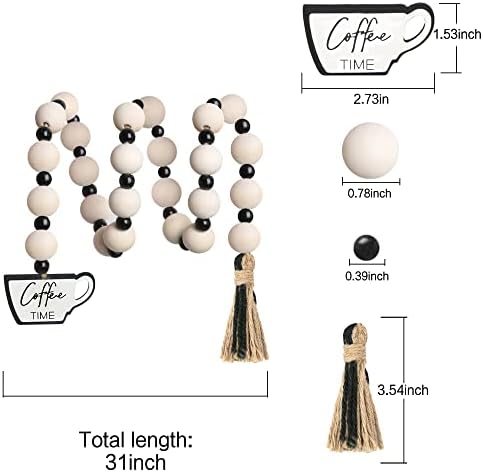 Meplait Coffee Themed Garland with Wood Beads and Jute Rope