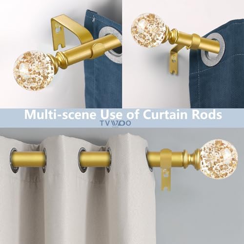 TVWOO Gold Crystal Curtain Rods 18-60 Inch