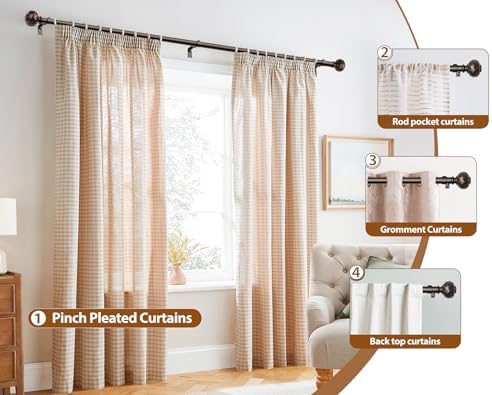 TONIAL Bronze Curtain Rod Adjustable 32-58 Inches