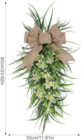 Artificial Lilies Teardrop Swag for Front Door
