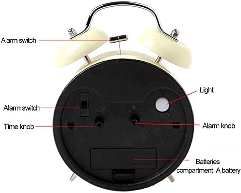 4 Inch Metal Double Bell Alarm Clock with Night Light 1