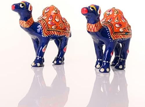 Blue Camel Minakari Hand Painted Statue Set of 2