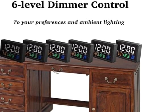 WQV Digital Alarm Clock with Calendar and Temperature Display