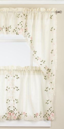 Lorraine Home Fashions Rosemary Valance Pair 58x38 Inch Rose