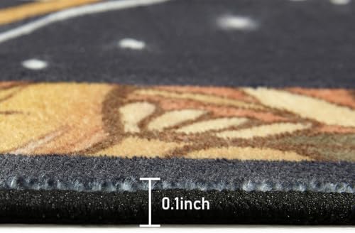 Ouyattle Luna Moth Area Rug 5x7 Black Floral Design