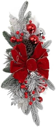 Topyond Christmas Staircase Decoration Cordless PVC Swag Red