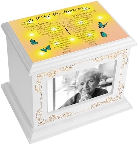 Wooden Cremation Urn with Photo Frame 200 Cubic Inches Capacity