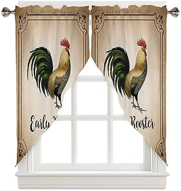 Retro Farm Rooster Swag Valance Curtains