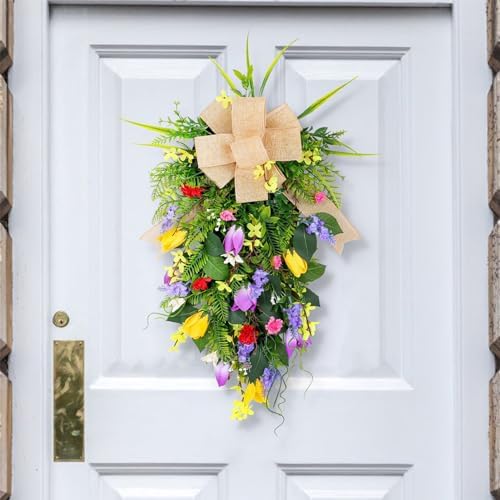 Tulips Teardrop Swag Decorative Wall Decor with Greenery