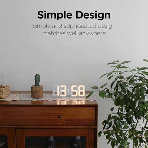 Mooas 3D Pure Mini White Gold LED Clock