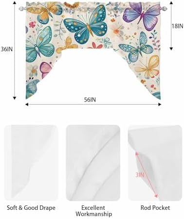 Spring Butterflies Valance for 56 x 36 Windows