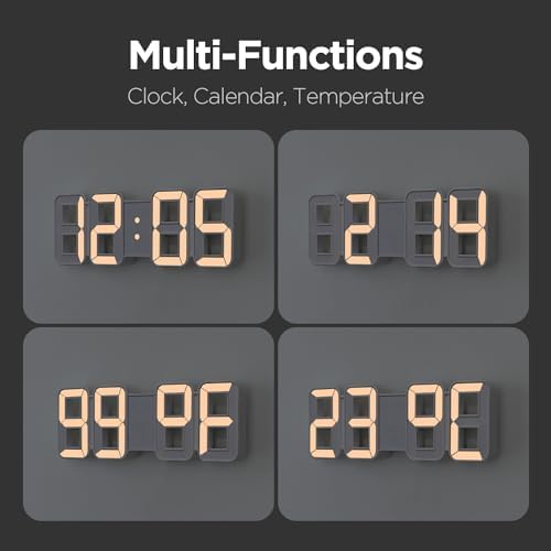 Mooas 3D Pure Mini White Gold LED Clock