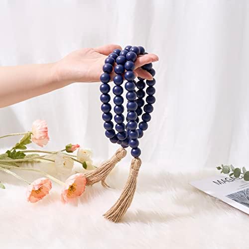 OMISHE 59 Inch Wood Bead Garland with Tassels