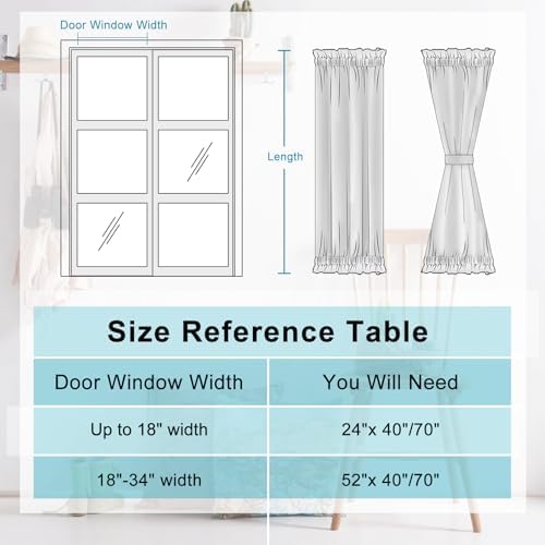 Hiasan French Door Curtains Panel Black 24x40 Inch Rod Pocket