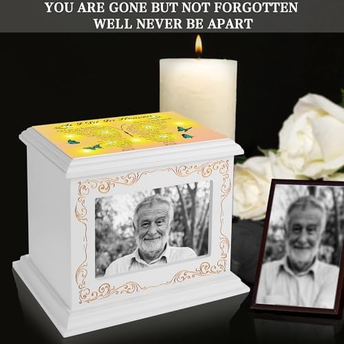 Wooden Cremation Urn with Photo Frame 200 Cubic Inches Capacity