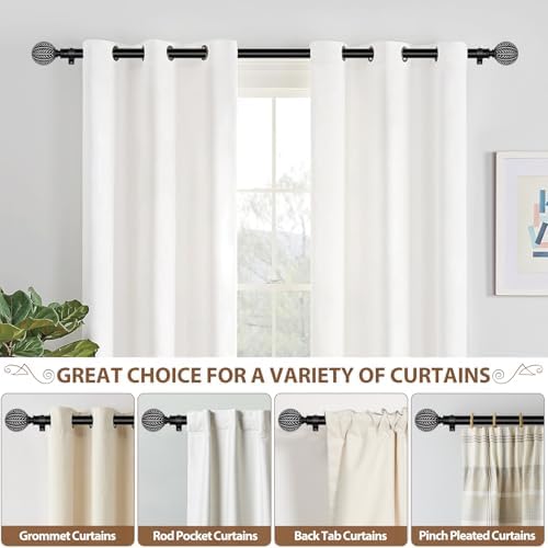KAMANINA Wood Curtain Rods 48-84 Inch Black