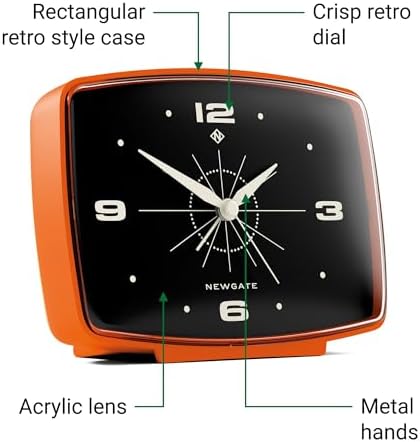 NEWGATE Brooklyn Alarm Clock Retro Design Pumpkin Orange