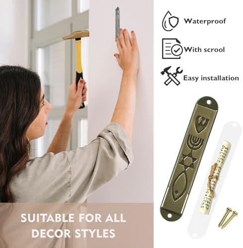 CAMATET Messianic Mezuzah Set of 2 with Scroll and Screws