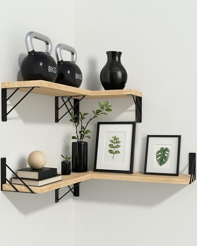 BAYKA Floating Wall Shelves Set of 4 Rustic Brown
