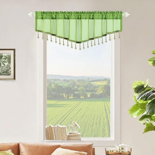 VOGOL Cyan Green Valance Curtains 52x18 Inches 1 Pack