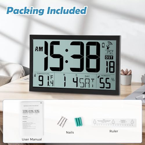 SZELAM Atomic Wall Clock with Digital Calendar and Indoor Climate Display