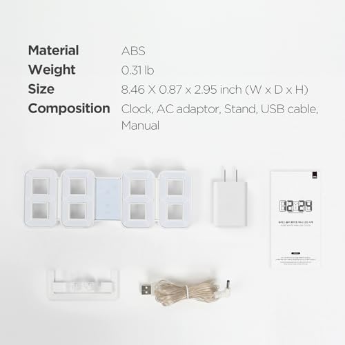 Mooas 3D Pure Mini White Gold LED Clock