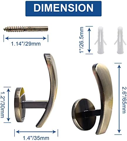 4 Pack Bronze Curtain Tieback Hooks with Screws