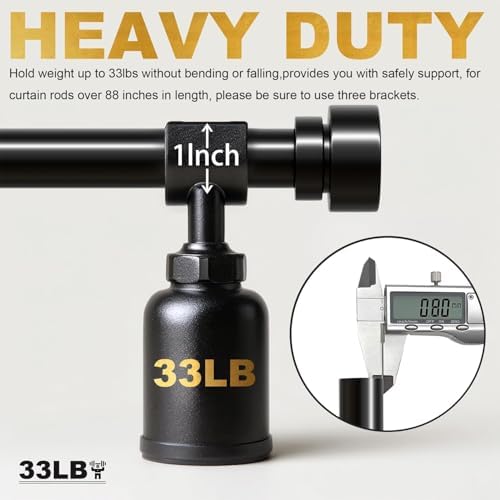 Modern Black Curtain Rods 1 Diameter Adjustable Length Heavy Duty