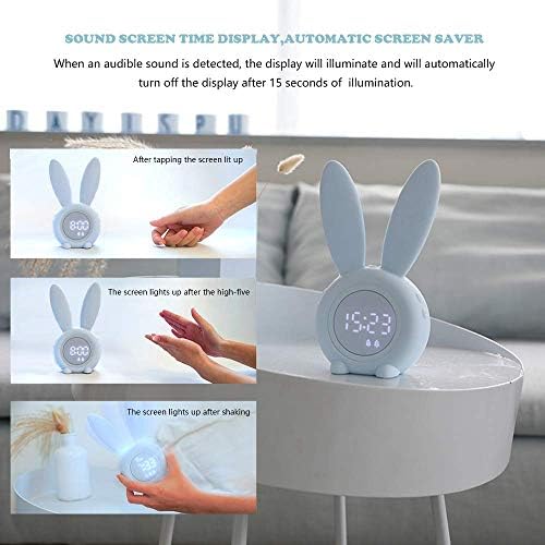 Cute Rabbit Alarm Clock with Temperature Display and Night Light