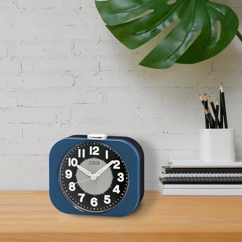 Seiko Kyoda II Non Ticking Alarm Clock 4 Inch Metallic Blue