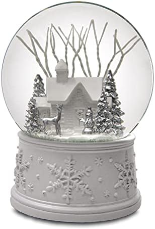 100MM White Christmas Snow Globe with Music