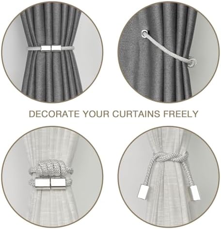 NICEEC 4 Pack Magnetic Curtain Tiebacks White Modern Style