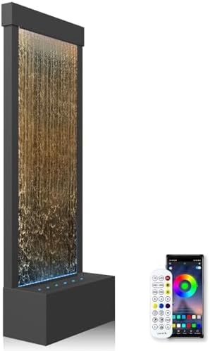 Longrun Indoor Water Fountain with LED Light and Mirror Backdrop