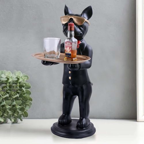 Cool Dog Sculpture with Plate for Home Dcor