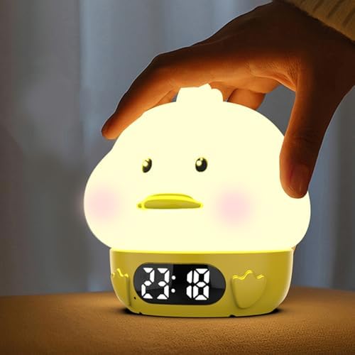 RUISHINE Alarm Clock Duck Night Light with Temperature Display