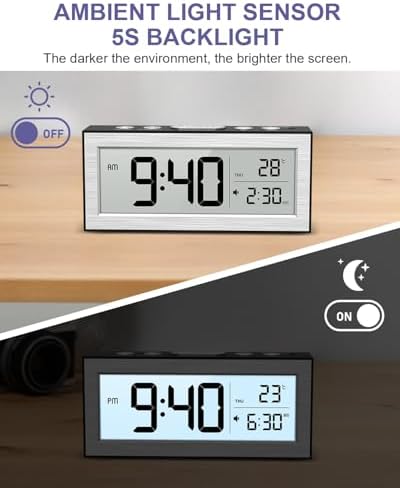 OQIMAX Battery Powered Alarm Clock with LCD Display