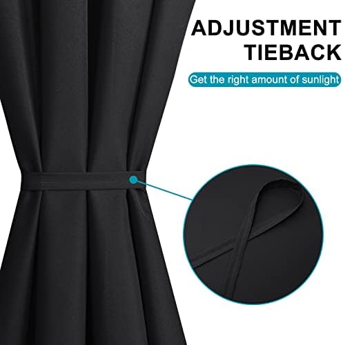 Hiasan French Door Curtains Panel Black 24x40 Inch Rod Pocket