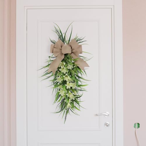 Artificial Lilies Teardrop Swag for Front Door