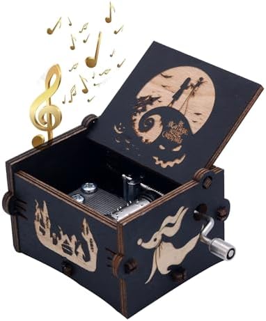 Keast Funny Wooden Hand Crank Music Box Halloween Decor