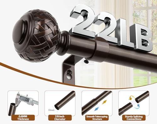 TONIAL Bronze Curtain Rod Adjustable 32-58 Inches