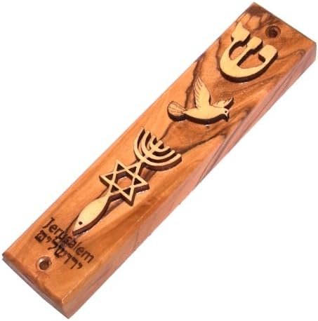 Holy Land Market Olive Wood Messianic Mezuzah - 5 Inches