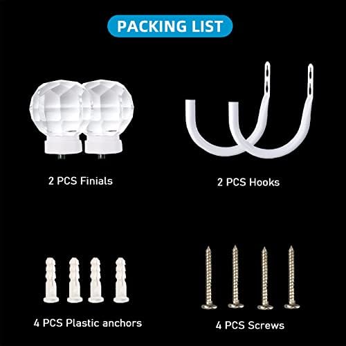 2 Pack Curtain Holdbacks with Clear Crystal Ball and Metal Hooks