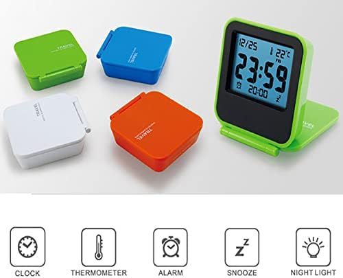 Portable Travel Alarm Clock with LCD Night Light and Temperature Display