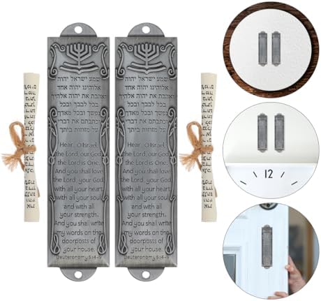 Kichvoe 2pcs Metal Mezuzah Set with Scroll